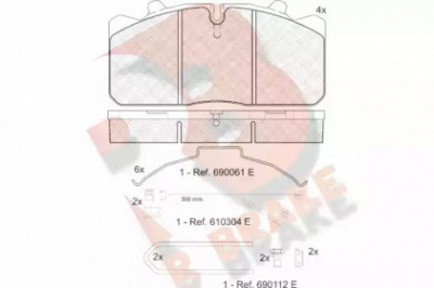 R BRAKE rb1253122 -  Комплект тормозных колодок, дисковый тормоз